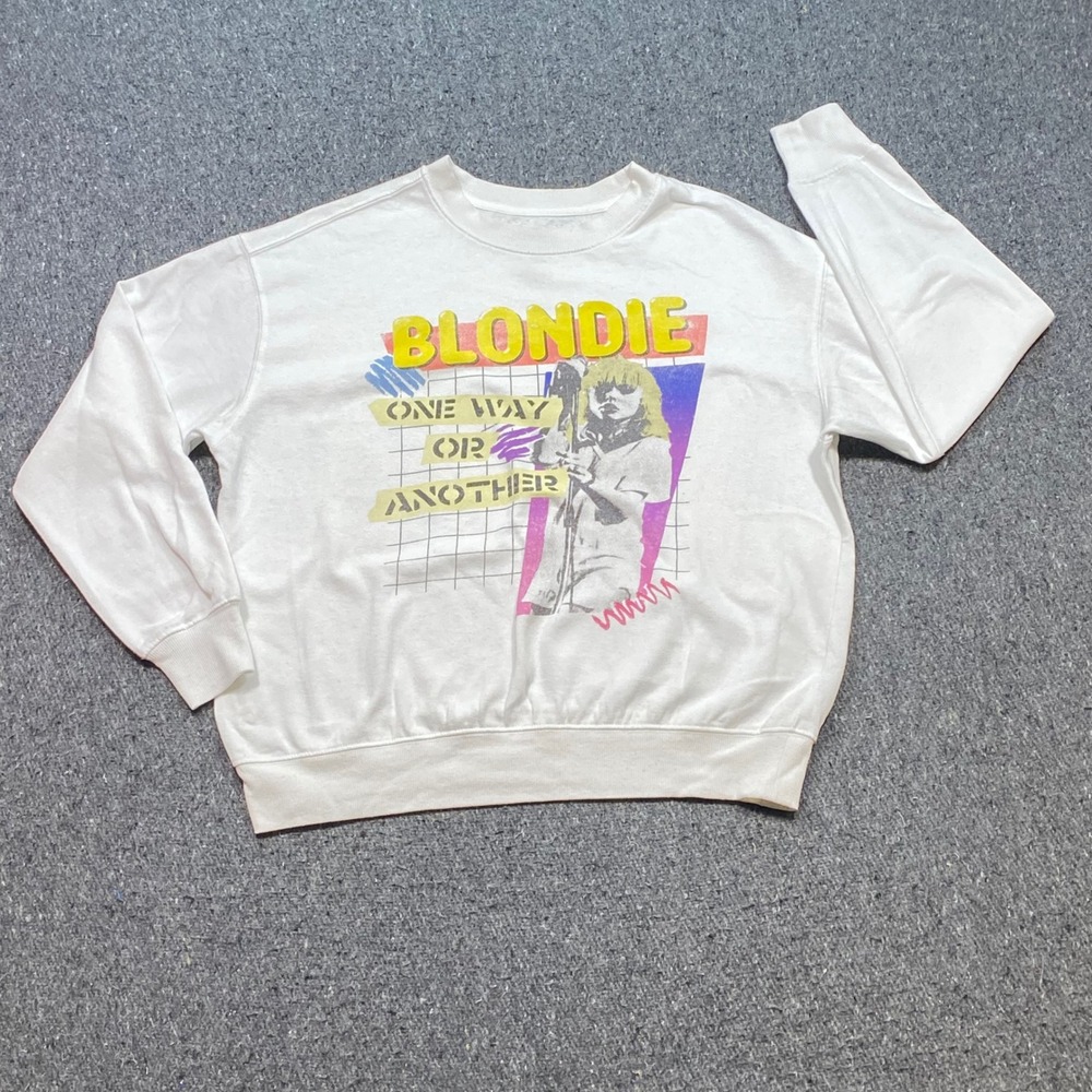 Blondie One‎ Way Or Another Graphic Sweatshirt Sz L Retro Rock Band Crewneck